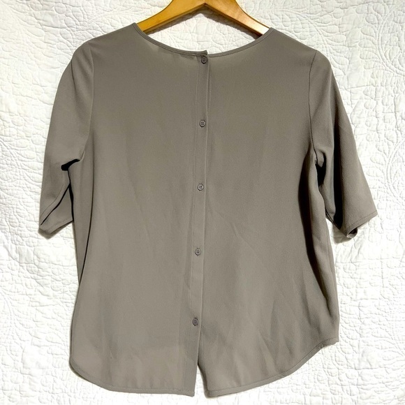 MONK & LOU Grey Oversized Cropped Chiffon Blouse, Size X-Small - #253 - Picture 3 of 11
